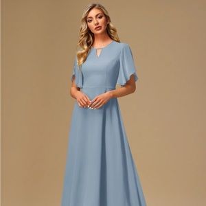 JJ’s house asymmetrical high low bridesmaid dress - dusty blue